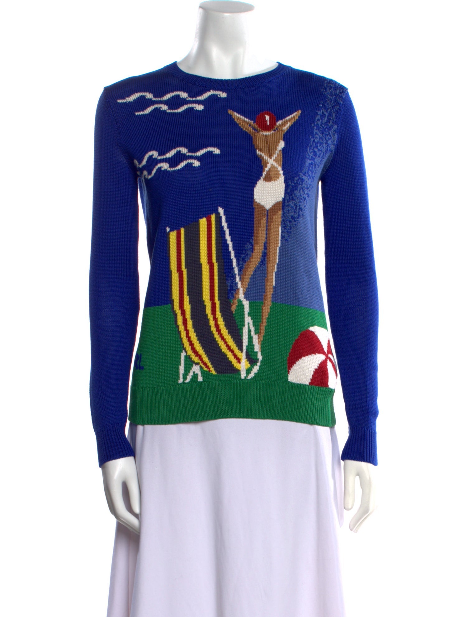 Ralph Lauren Collection Silk Graphic Print Sweater w/ Tags