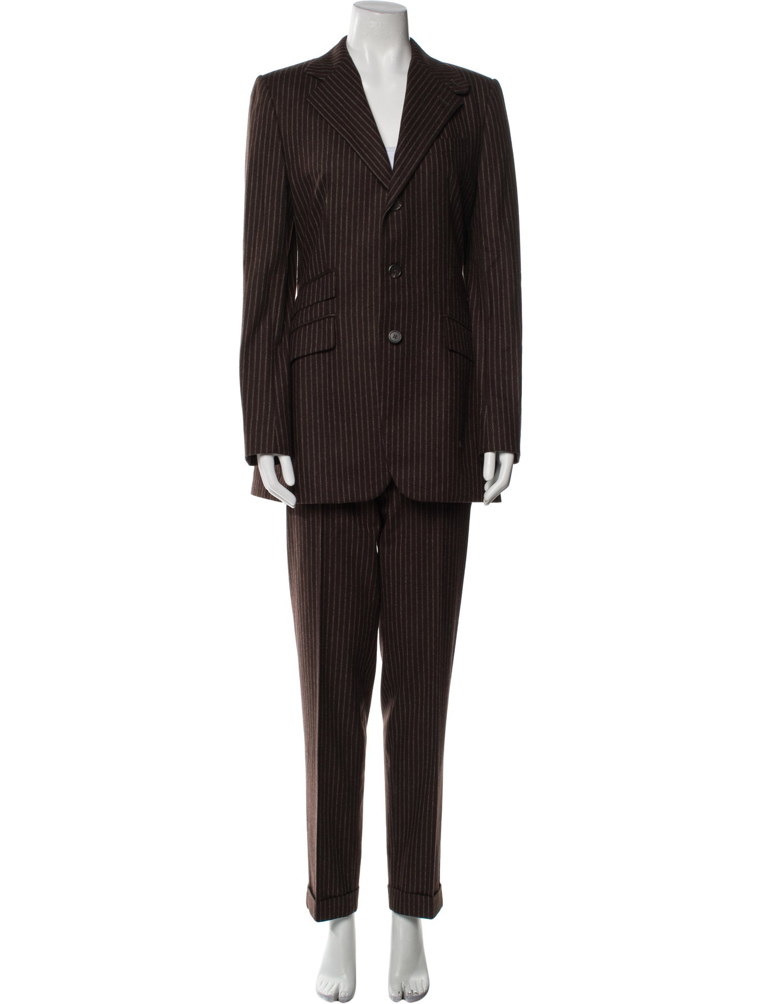 Ralph Lauren Collection Wool Striped Pantsuit