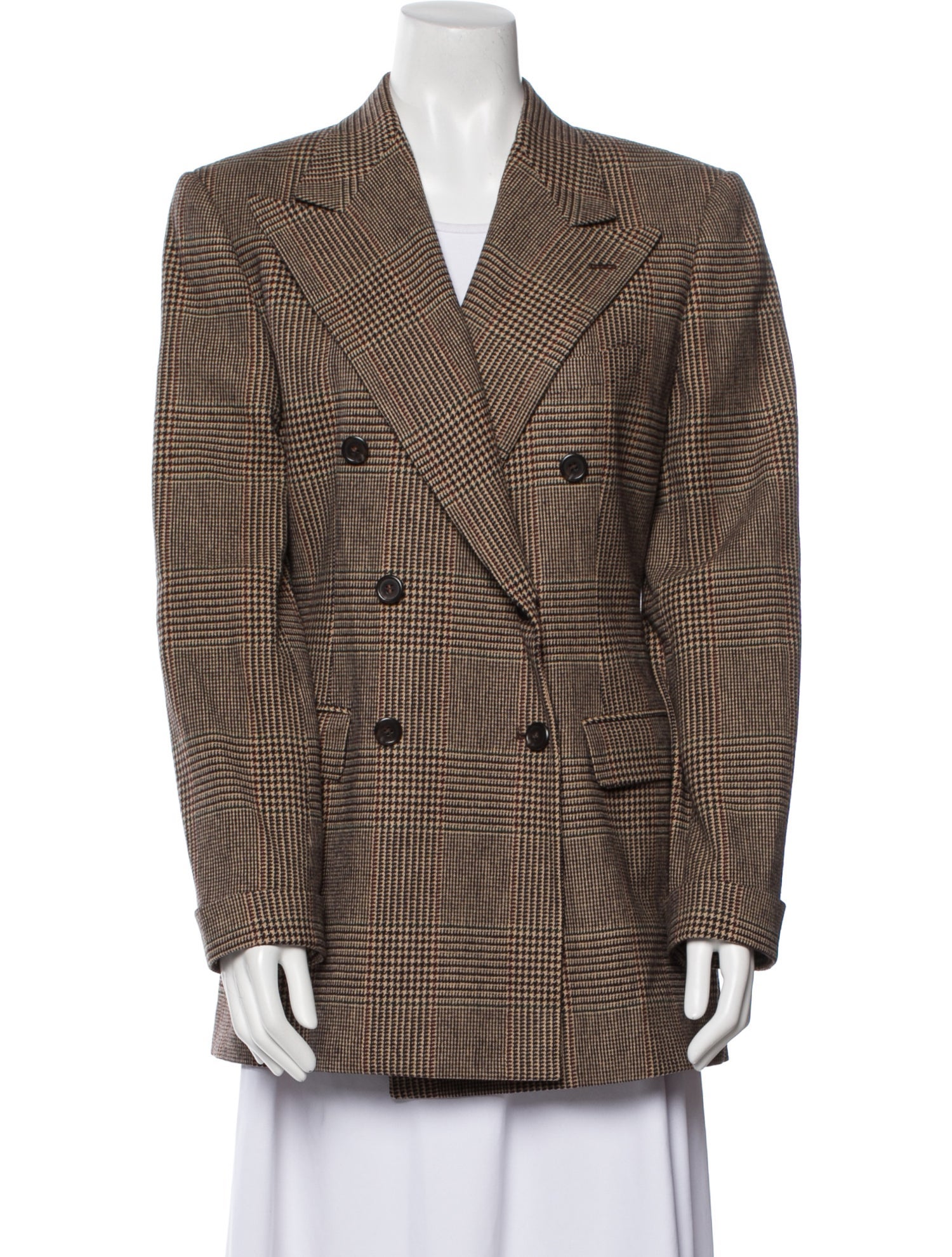 Ralph Lauren Collection Wool Plaid Print Coat