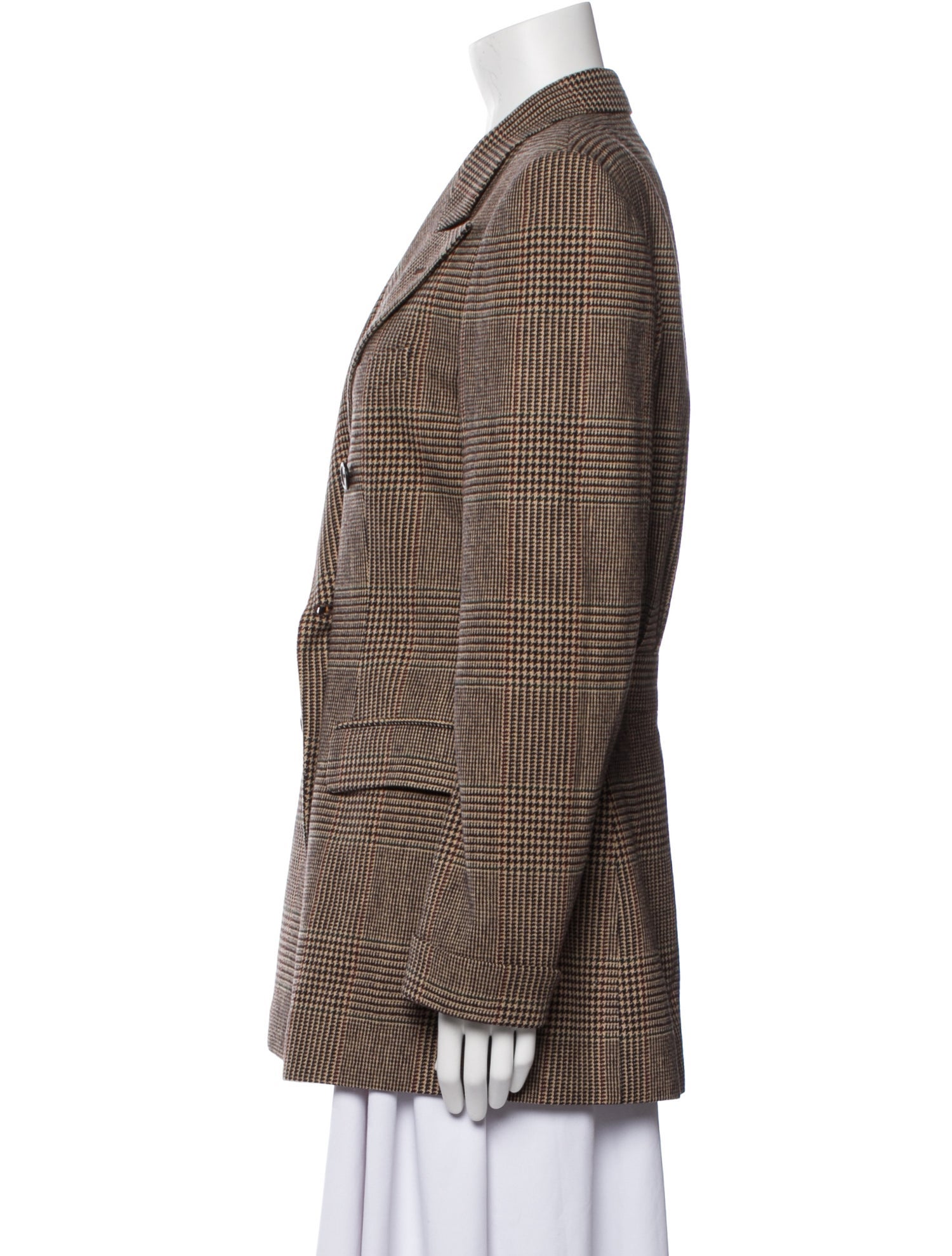 Ralph Lauren Collection Wool Plaid Print Coat