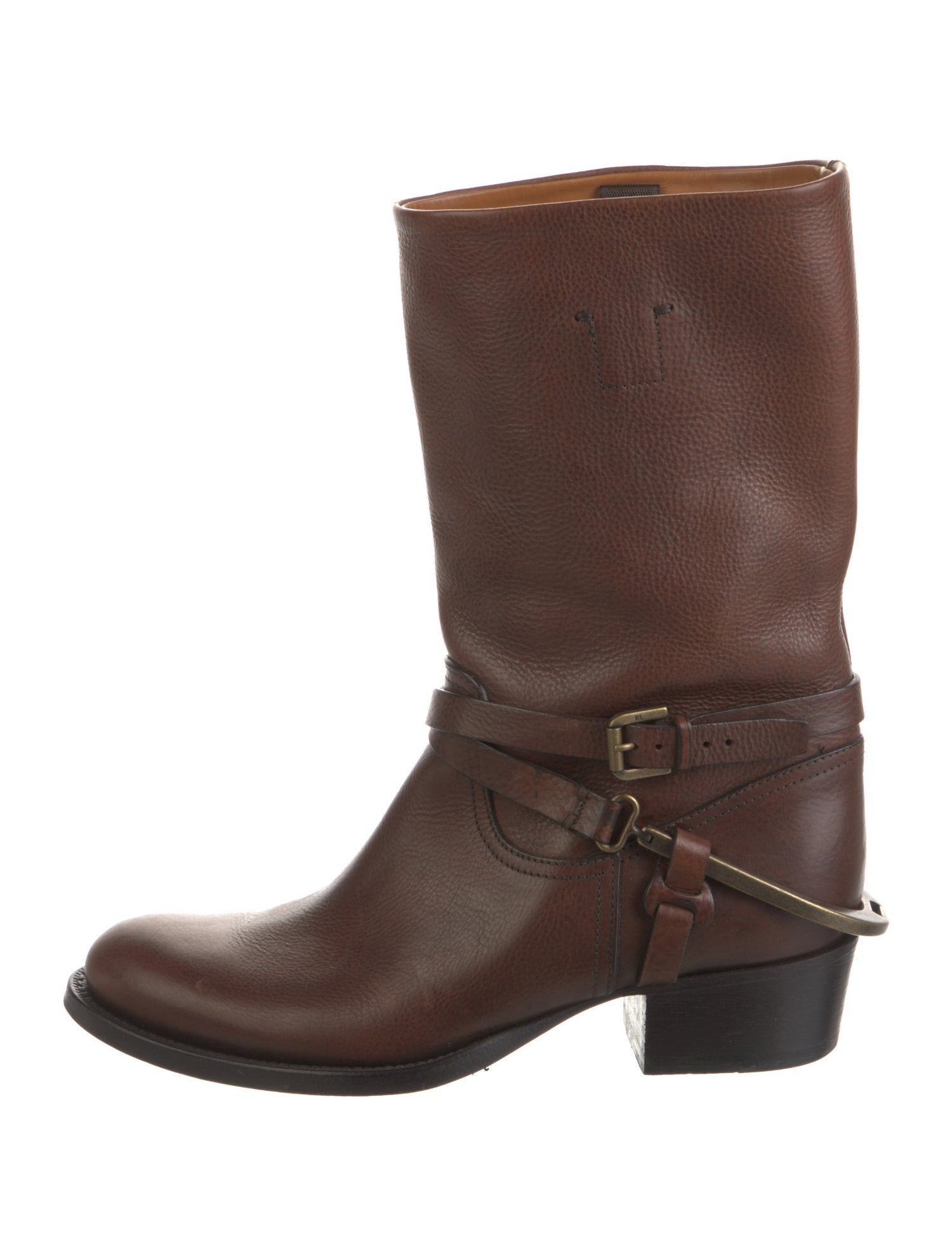 Ralph Lauren Collection Leather Moto Boots