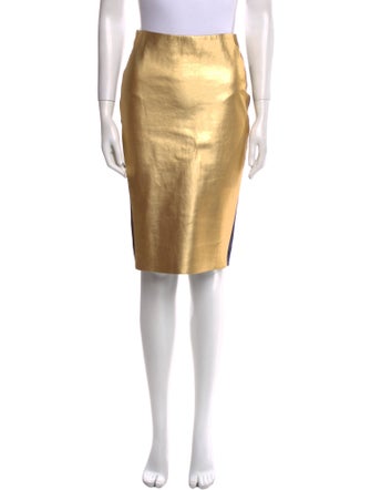 Ralph Lauren Purple Label Lamb Leather Knee-Length Skirt