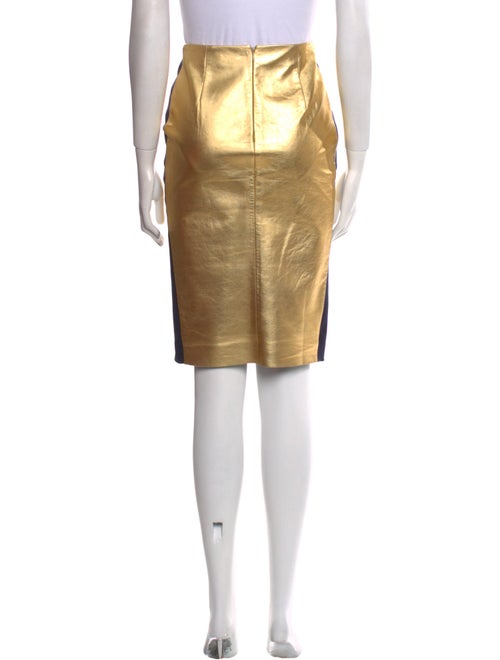 Ralph Lauren Purple Label Lamb Leather Knee-Length Skirt