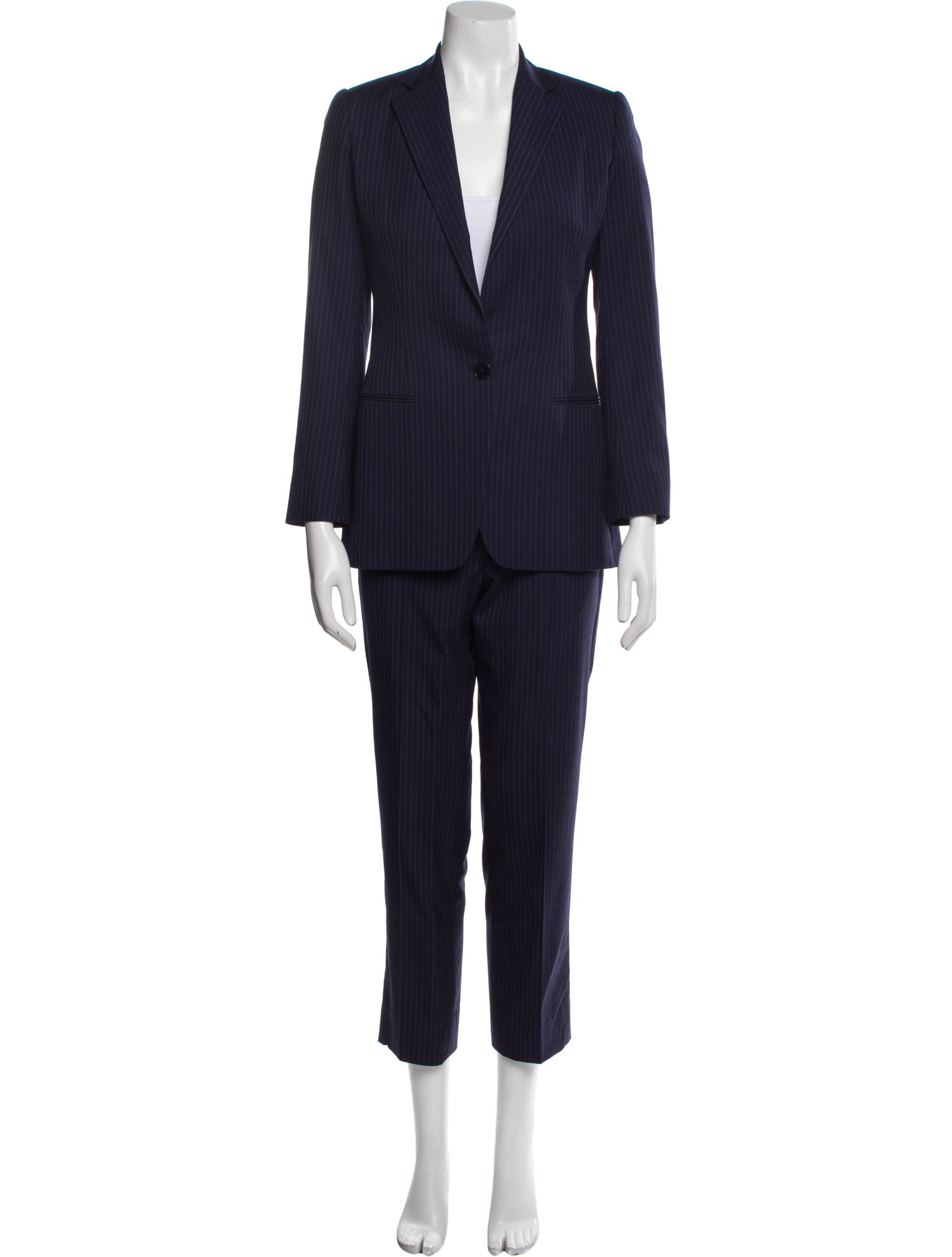 Ralph Lauren Collection Wool Striped Pantsuit