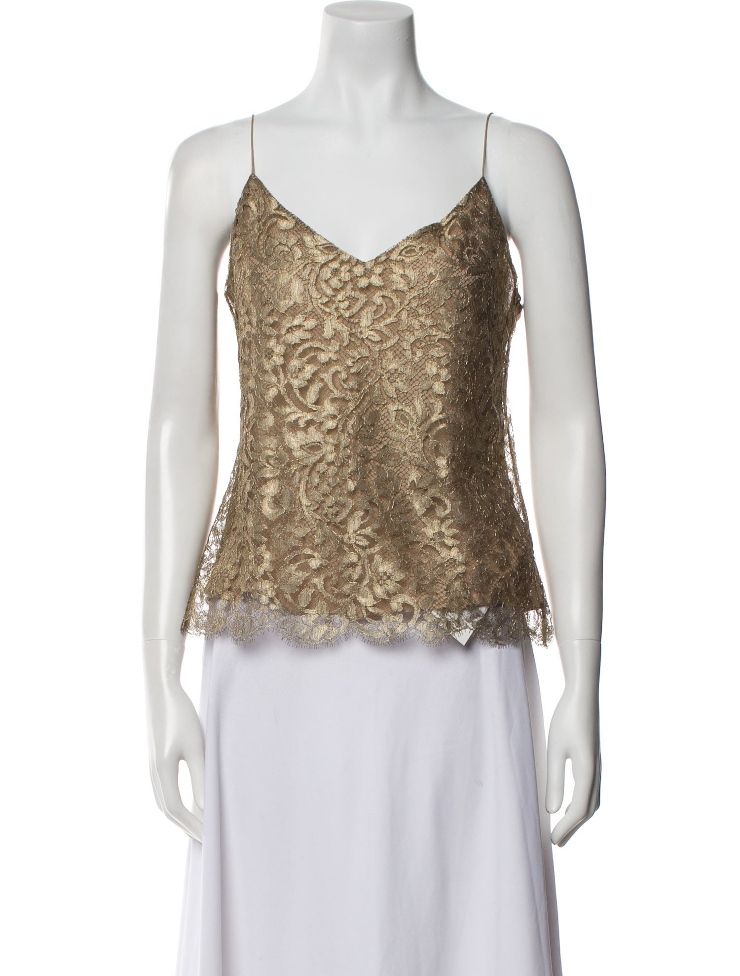 Ralph Lauren Collection Lace Pattern V-Neck Top