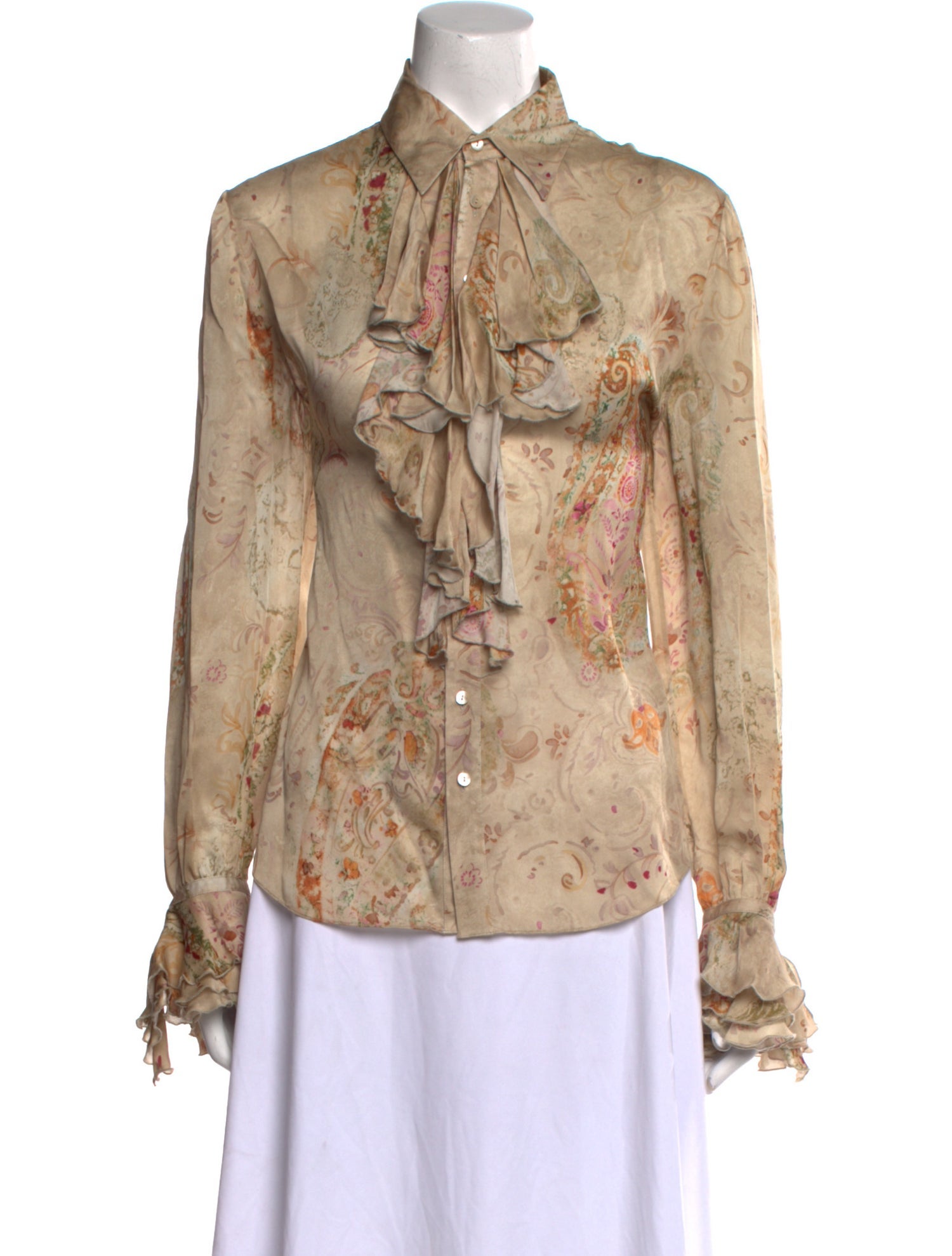 Ralph Lauren Collection Silk Floral Print Button-Up Top