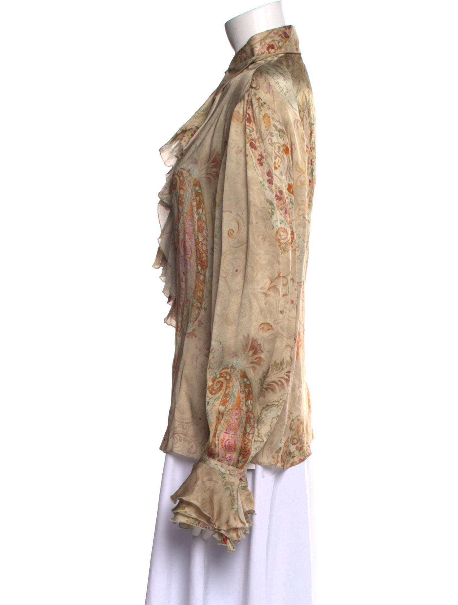 Ralph Lauren Collection Silk Floral Print Button-Up Top