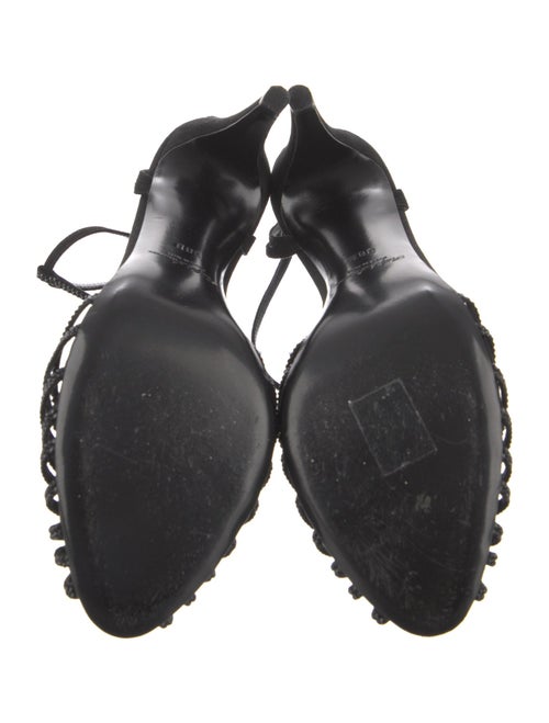 Ralph Lauren Collection Suede Crystal Embellishments T-Strap Pumps