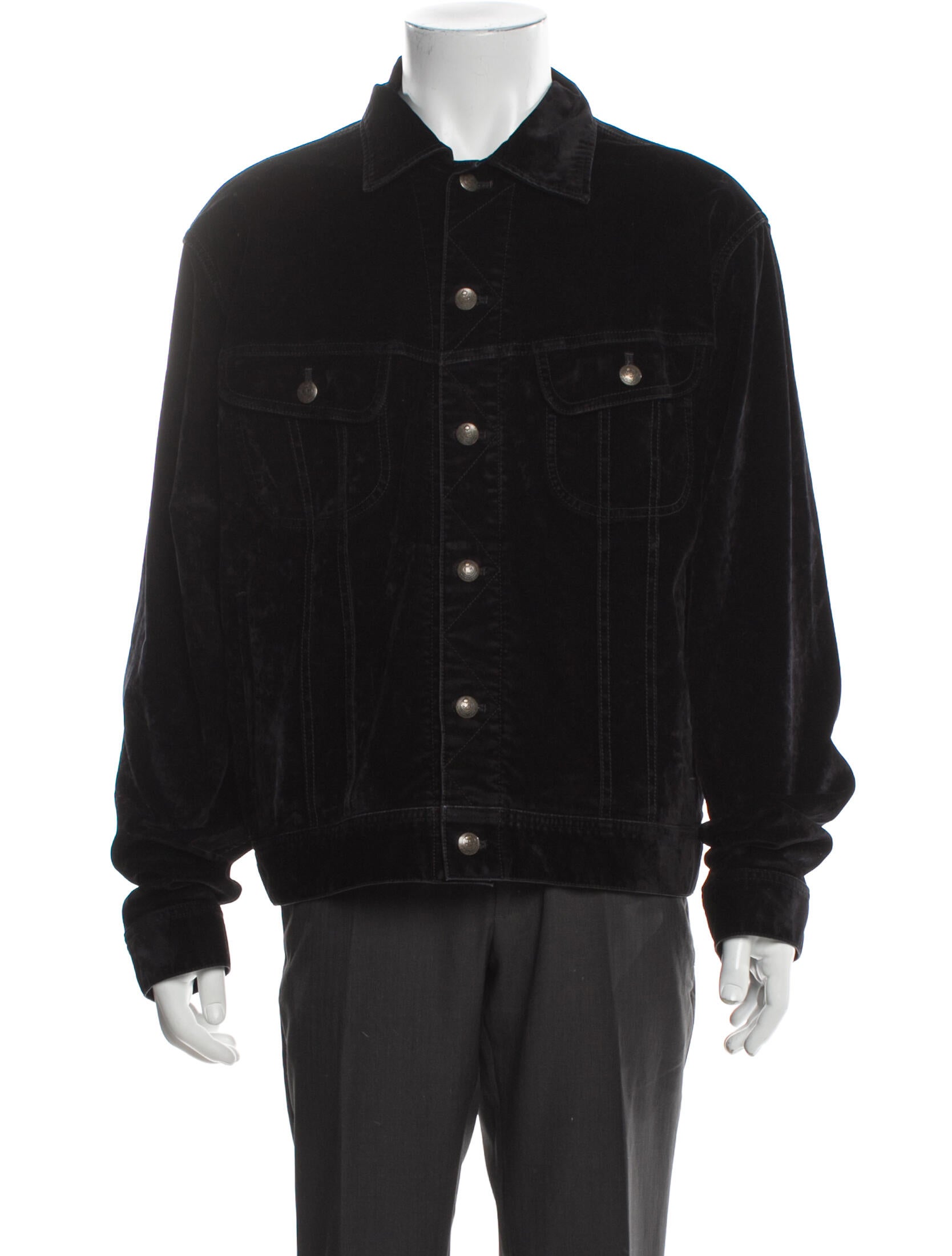 Ralph Lauren Purple Label Stretch Velvet Trucker Trucker Jacket