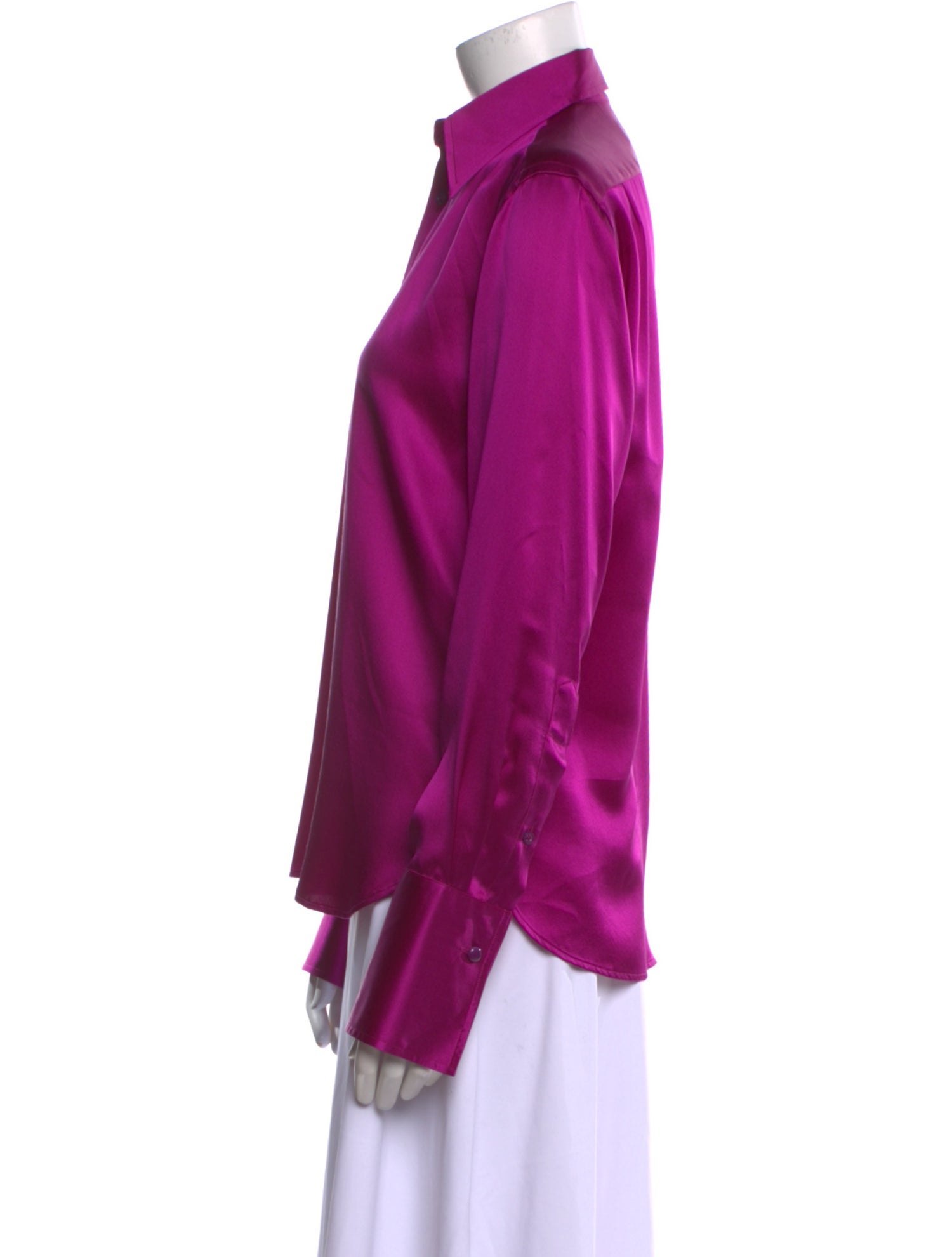 Ralph Lauren Collection Silk Long Sleeve Button-Up Top