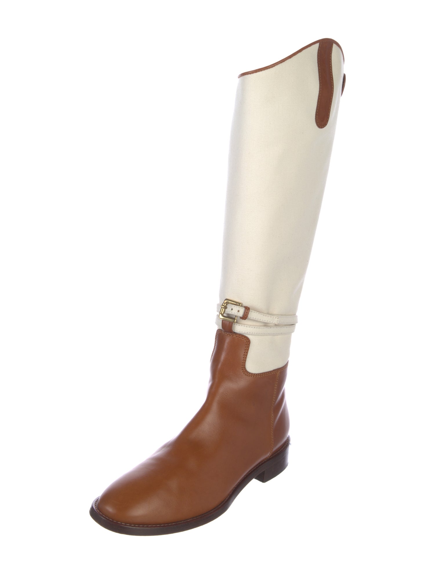 Ralph Lauren Collection Leather Colorblock Pattern Riding Boots
