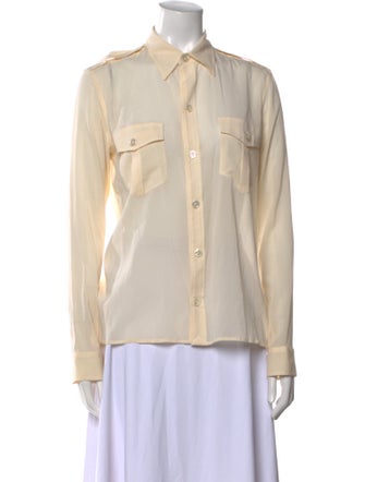Ralph Lauren Collection Silk Long Sleeve Button-Up Top