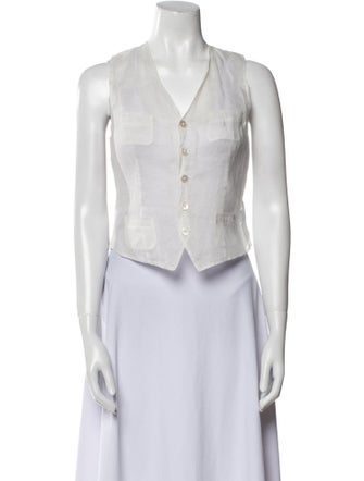 Ralph Lauren Collection Silk V-Neck Crop Top