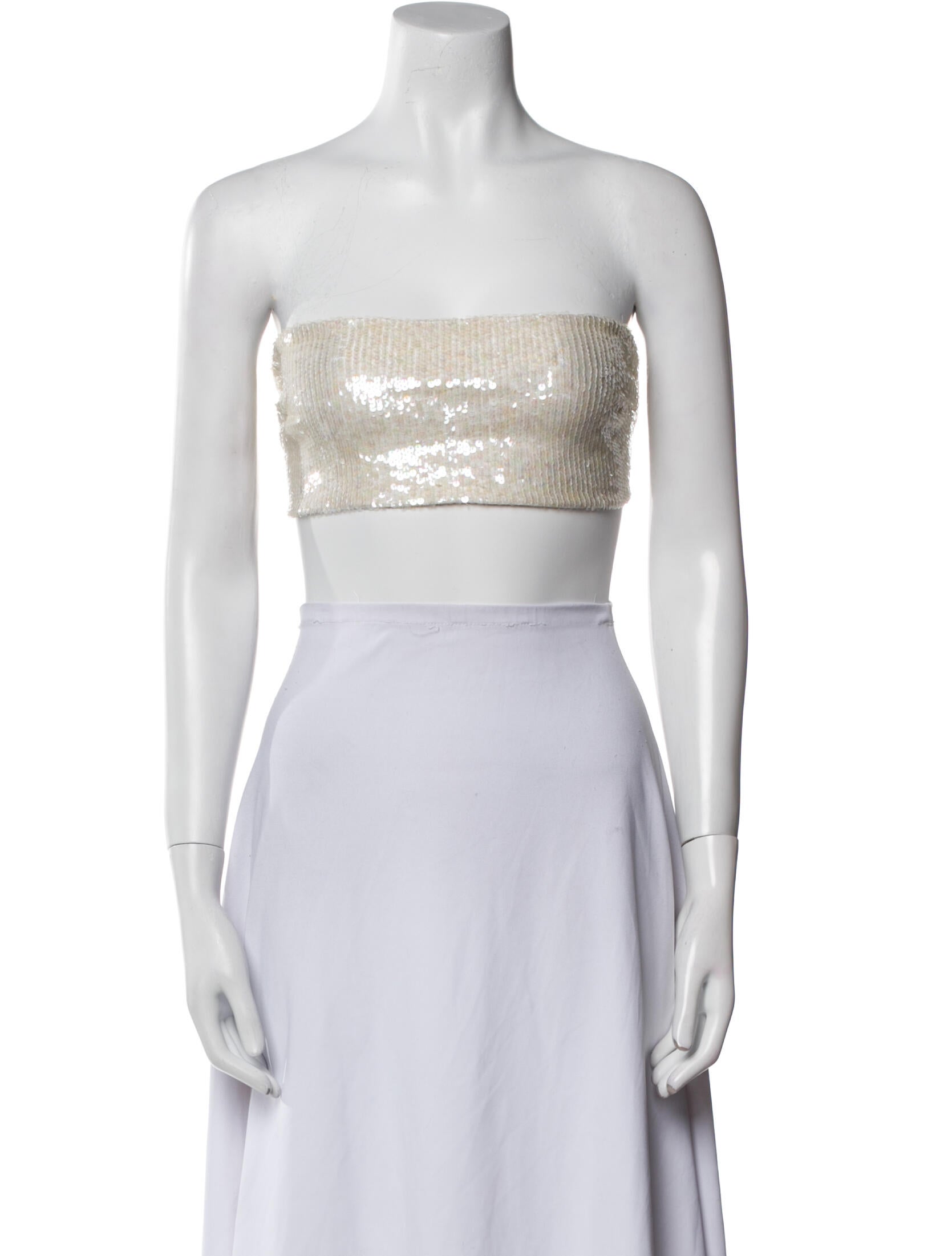 Ralph Lauren Collection Sequin Strapless Crop Top
