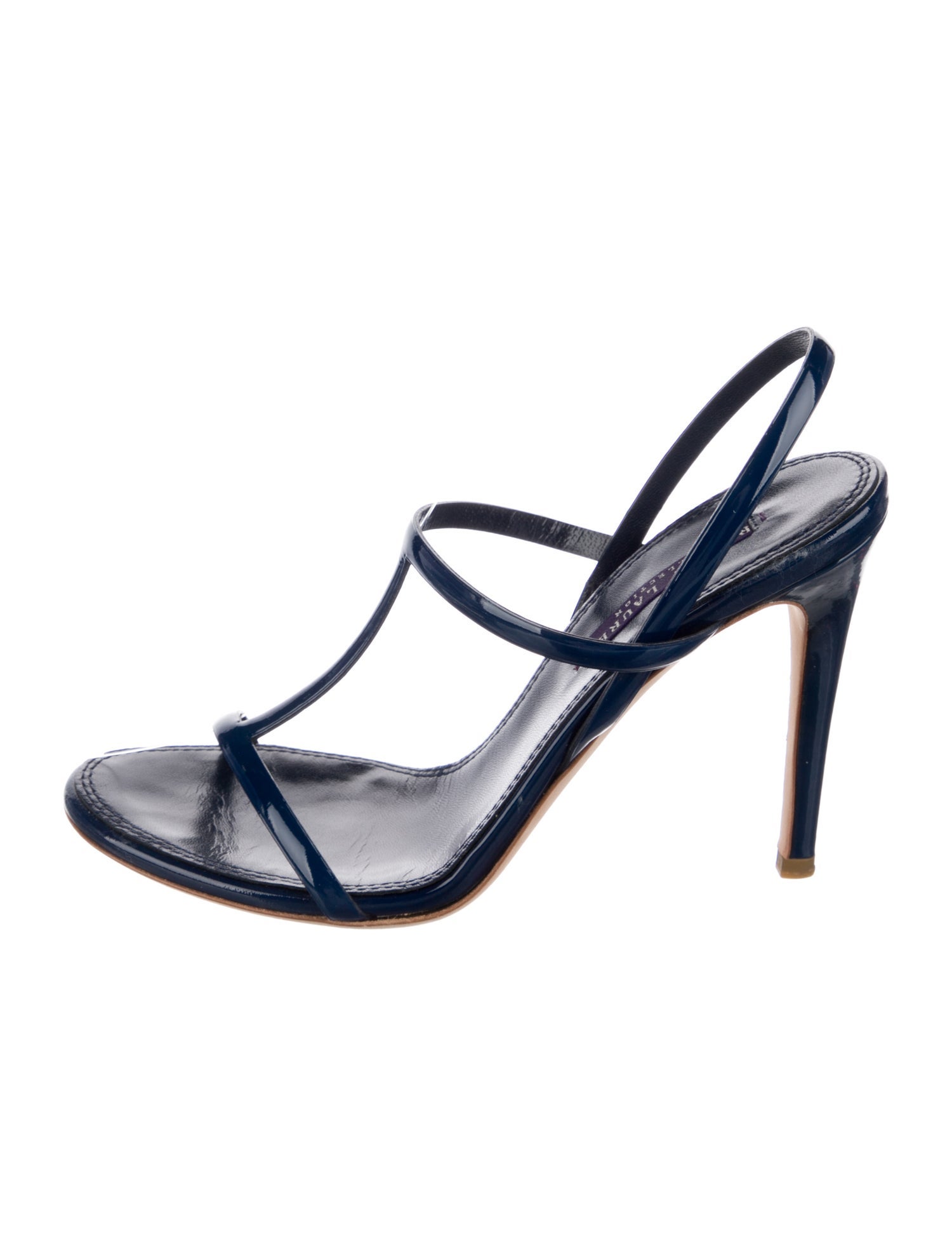 Ralph Lauren Collection Patent Leather T-Strap Sandals