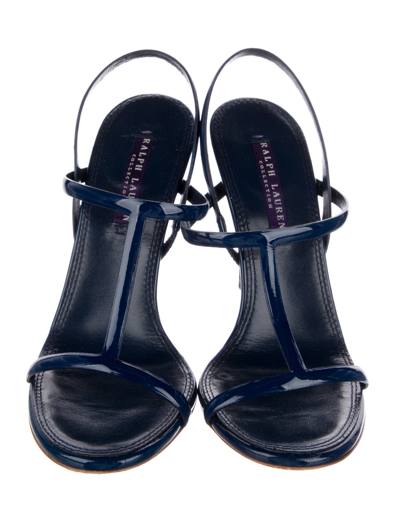Ralph Lauren Collection Patent Leather T-Strap Sandals