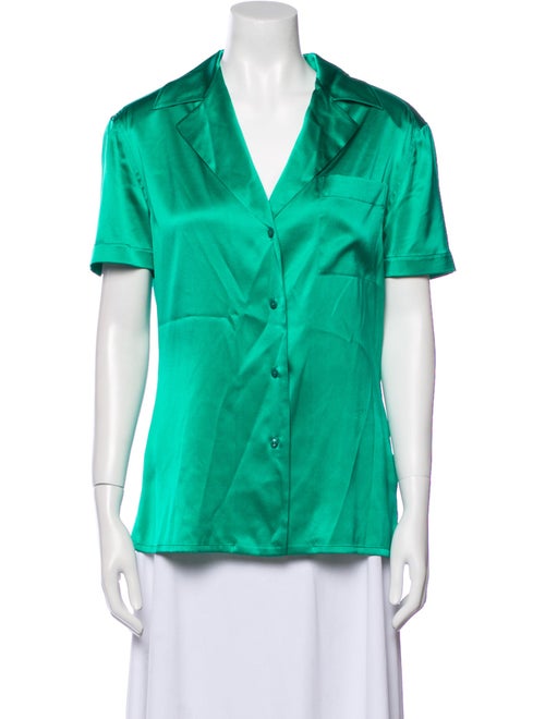 Ralph Lauren Collection Silk Short Sleeve Button-Up Top