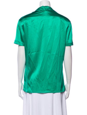 Ralph Lauren Collection Silk Short Sleeve Button-Up Top