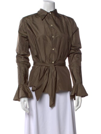 Ralph Lauren Collection Silk Long Sleeve Button-Up Top