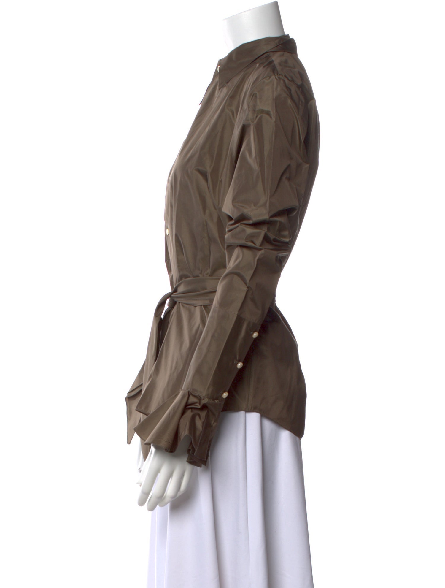 Ralph Lauren Collection Silk Long Sleeve Button-Up Top