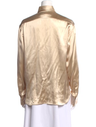 Ralph Lauren Collection Silk Long Sleeve Button-Up Top