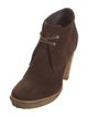 Ralph Lauren Collection Suede Leather Trim Embellishment Lace-Up Boots