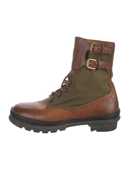 Ralph Lauren Collection Leather Colorblock Pattern Combat Boots