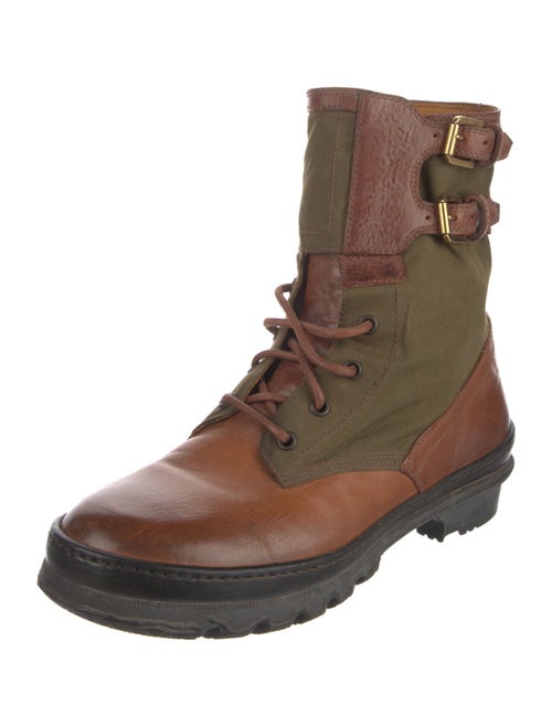 Ralph Lauren Collection Leather Colorblock Pattern Combat Boots