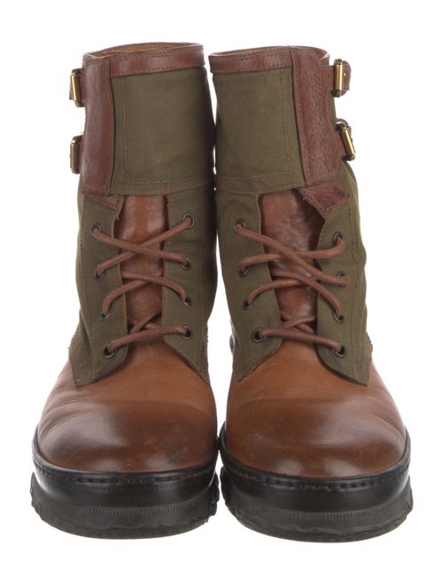 Ralph Lauren Collection Leather Colorblock Pattern Combat Boots