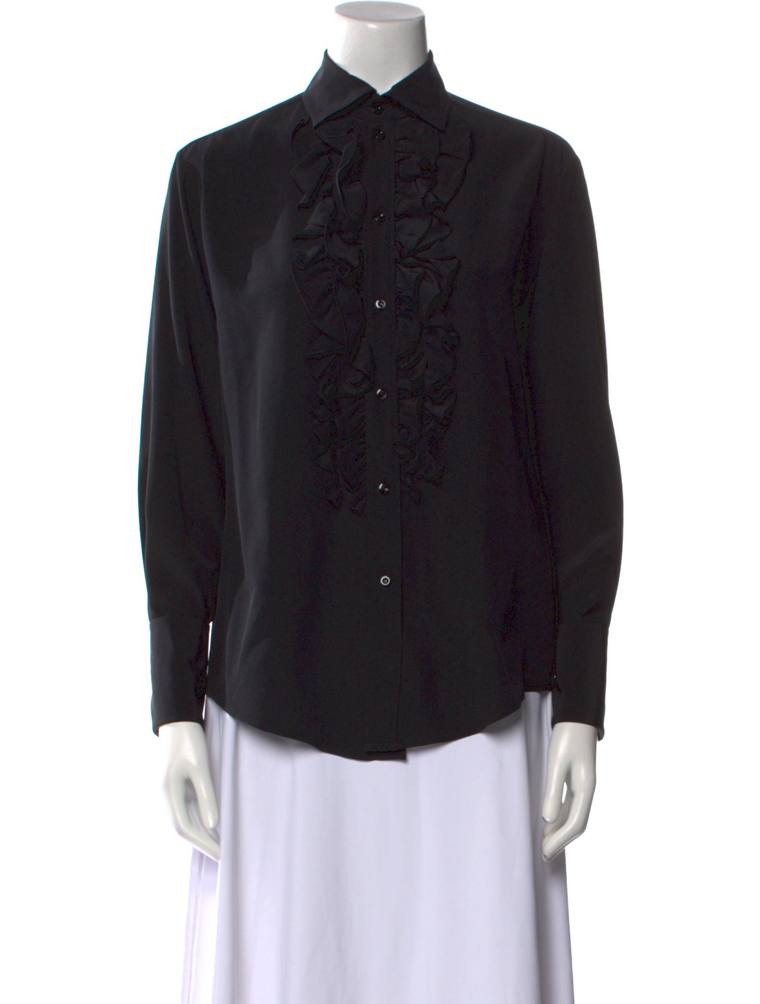 Ralph Lauren Collection Silk Long Sleeve Button-Up Top