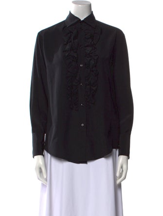 Ralph Lauren Collection Silk Long Sleeve Button-Up Top