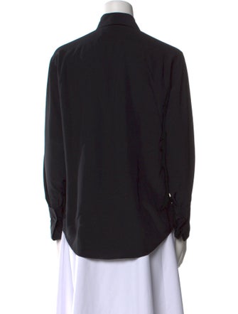 Ralph Lauren Collection Silk Long Sleeve Button-Up Top