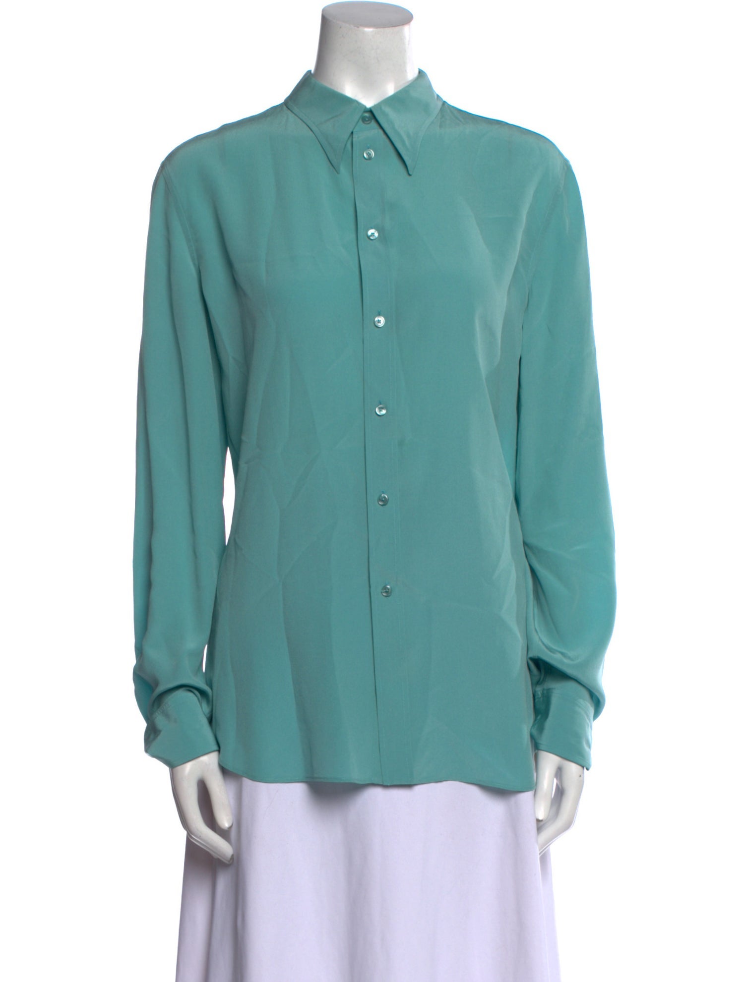 Ralph Lauren Collection Silk Long Sleeve Button-Up Top
