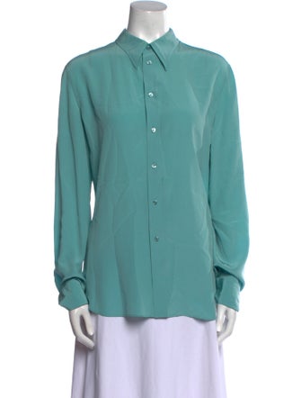 Ralph Lauren Collection Silk Long Sleeve Button-Up Top