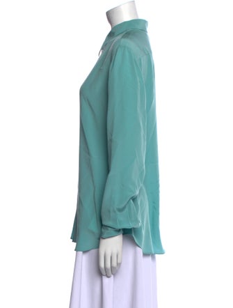 Ralph Lauren Collection Silk Long Sleeve Button-Up Top