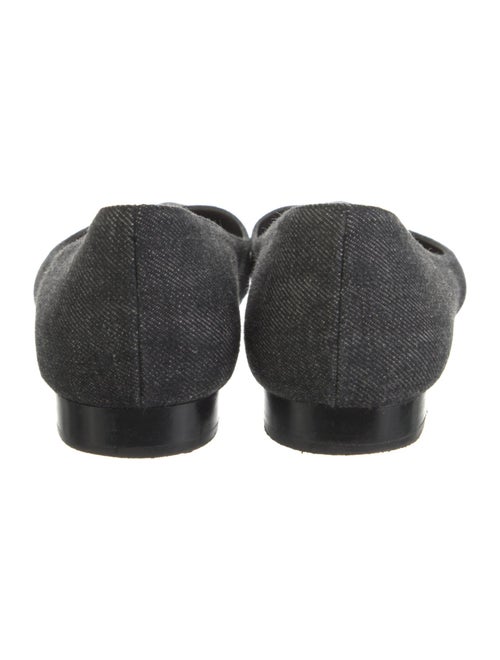 Ralph Lauren Collection Denim Leather Trim Embellishment Flats