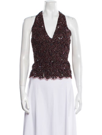 Ralph Lauren Collection Halterneck Sleeveless Crop Top