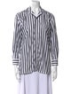 Ralph Lauren Collection Striped Three-Quarter Sleeve Button-Up Top