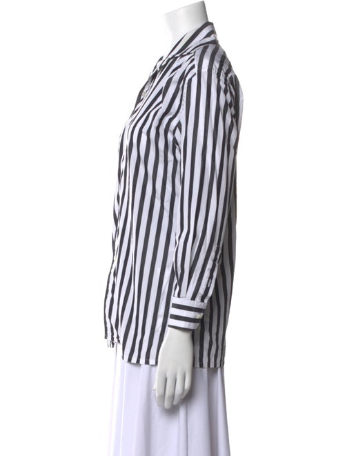 Ralph Lauren Collection Striped Three-Quarter Sleeve Button-Up Top