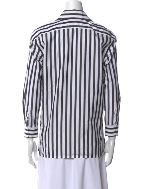 Ralph Lauren Collection Striped Three-Quarter Sleeve Button-Up Top
