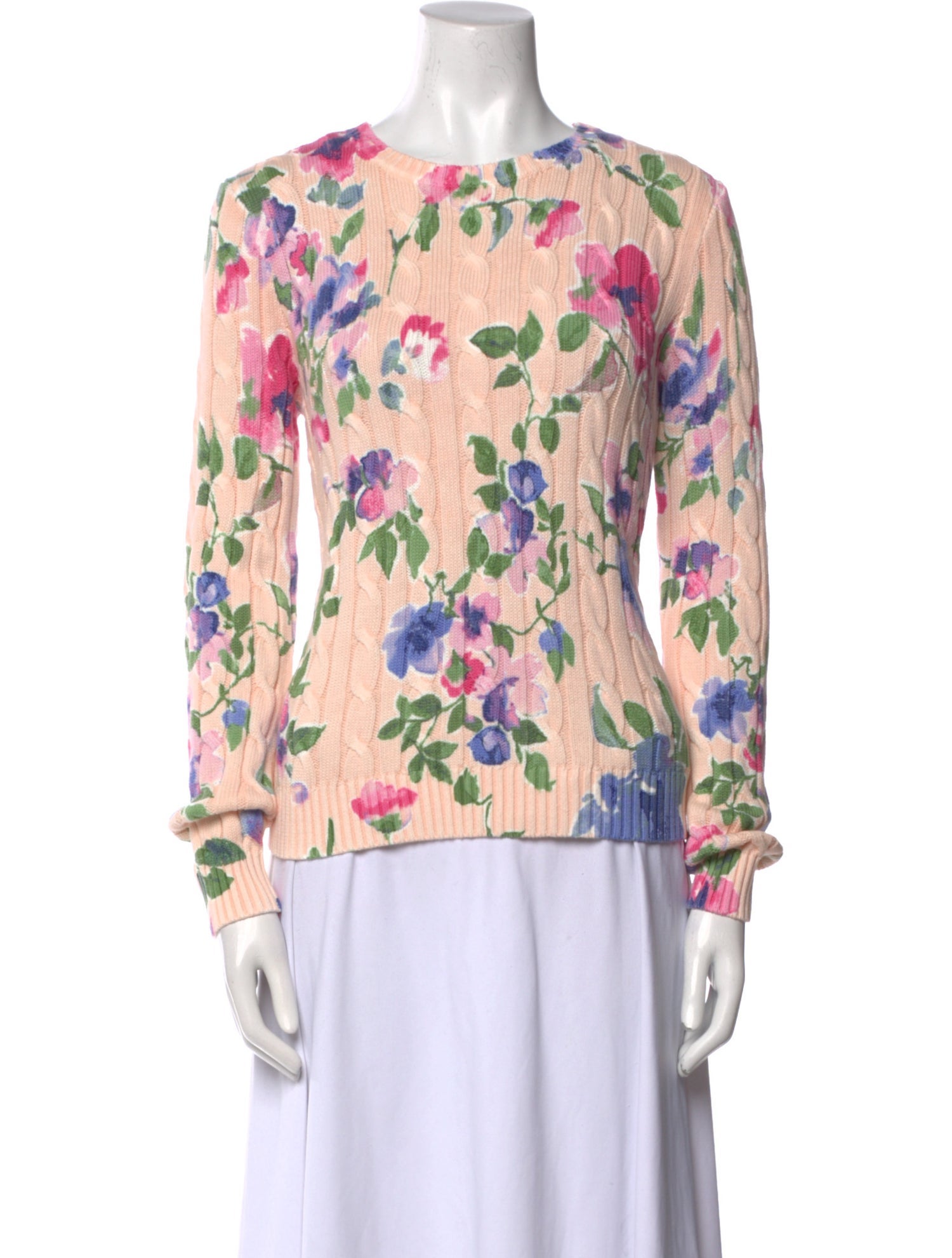 Ralph Lauren Collection Floral Print Crew Neck Sweater w/ Tags