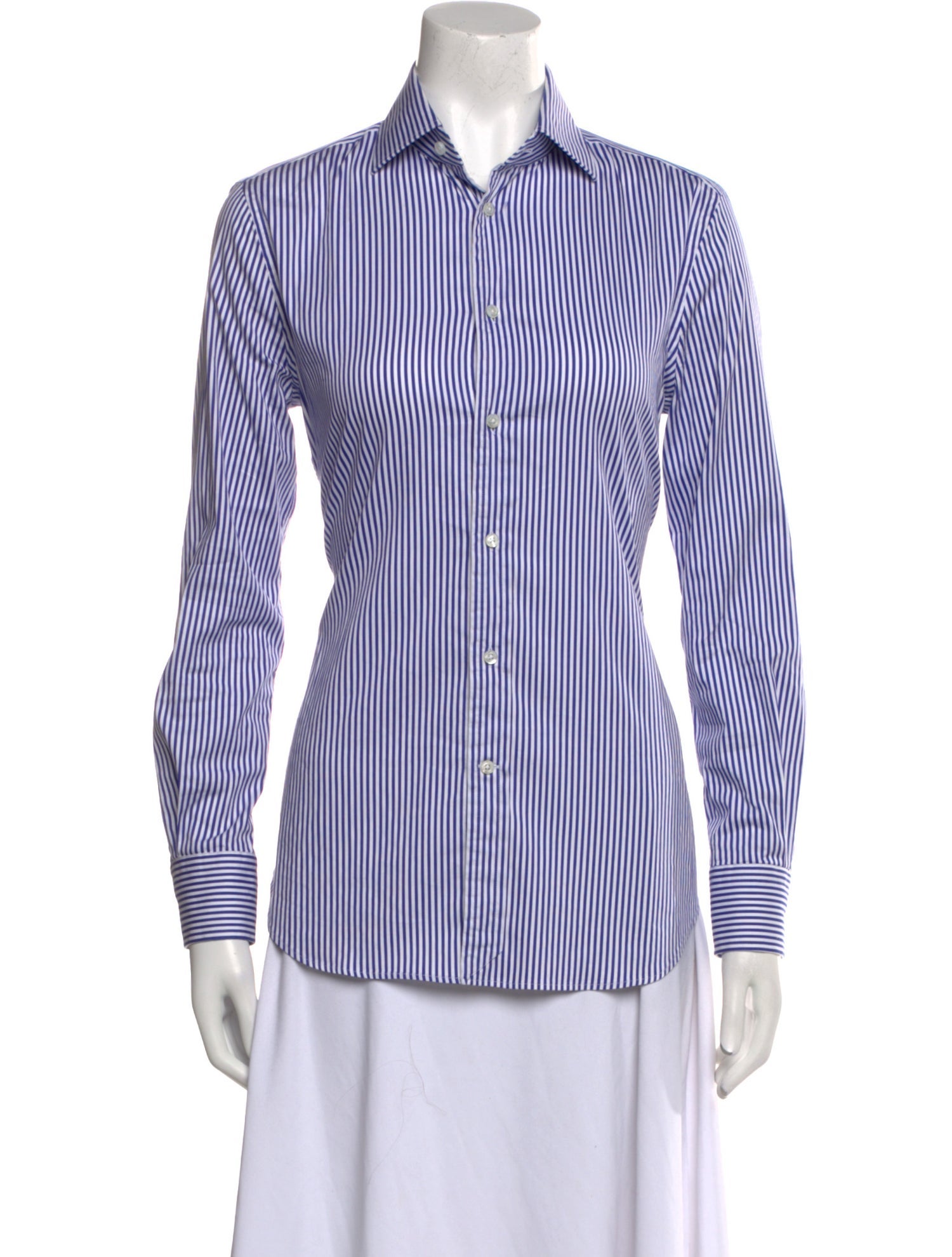 Ralph Lauren Collection Striped Long Sleeve Button-Up Top