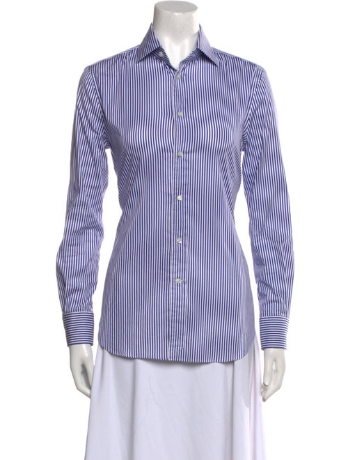 Ralph Lauren Collection Striped Long Sleeve Button-Up Top