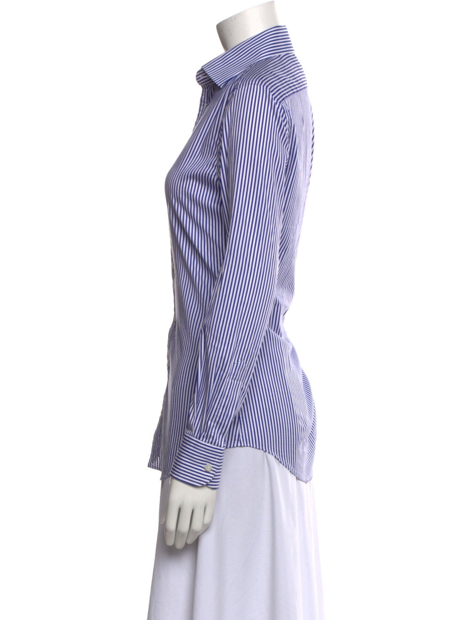 Ralph Lauren Collection Striped Long Sleeve Button-Up Top