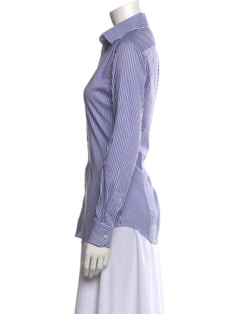 Ralph Lauren Collection Striped Long Sleeve Button-Up Top