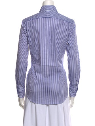 Ralph Lauren Collection Striped Long Sleeve Button-Up Top
