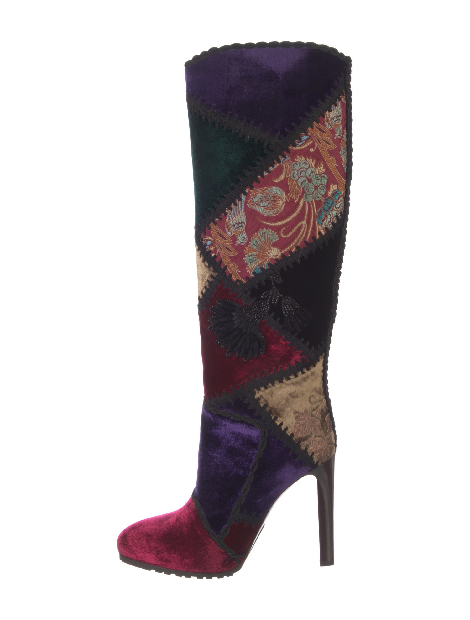 Ralph Lauren Purple Label Velvet Floral Print Boots