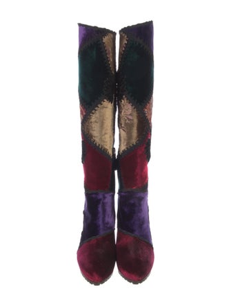 Ralph Lauren Purple Label Velvet Floral Print Boots