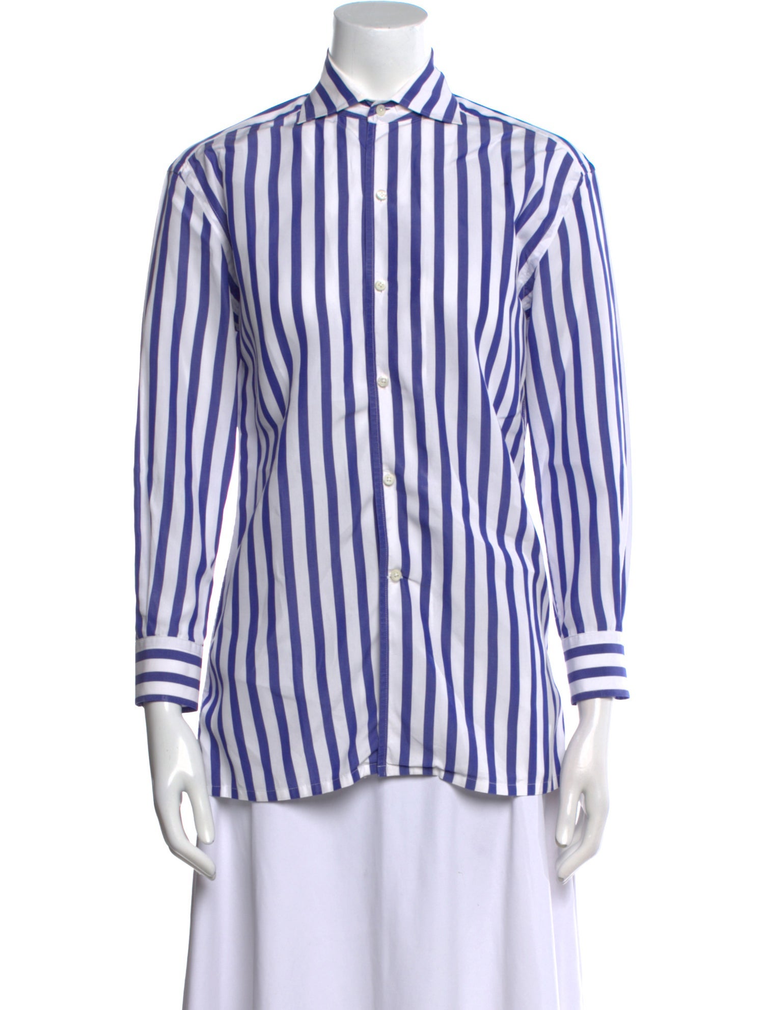 Ralph Lauren Collection Striped Long Sleeve Button-Up Top