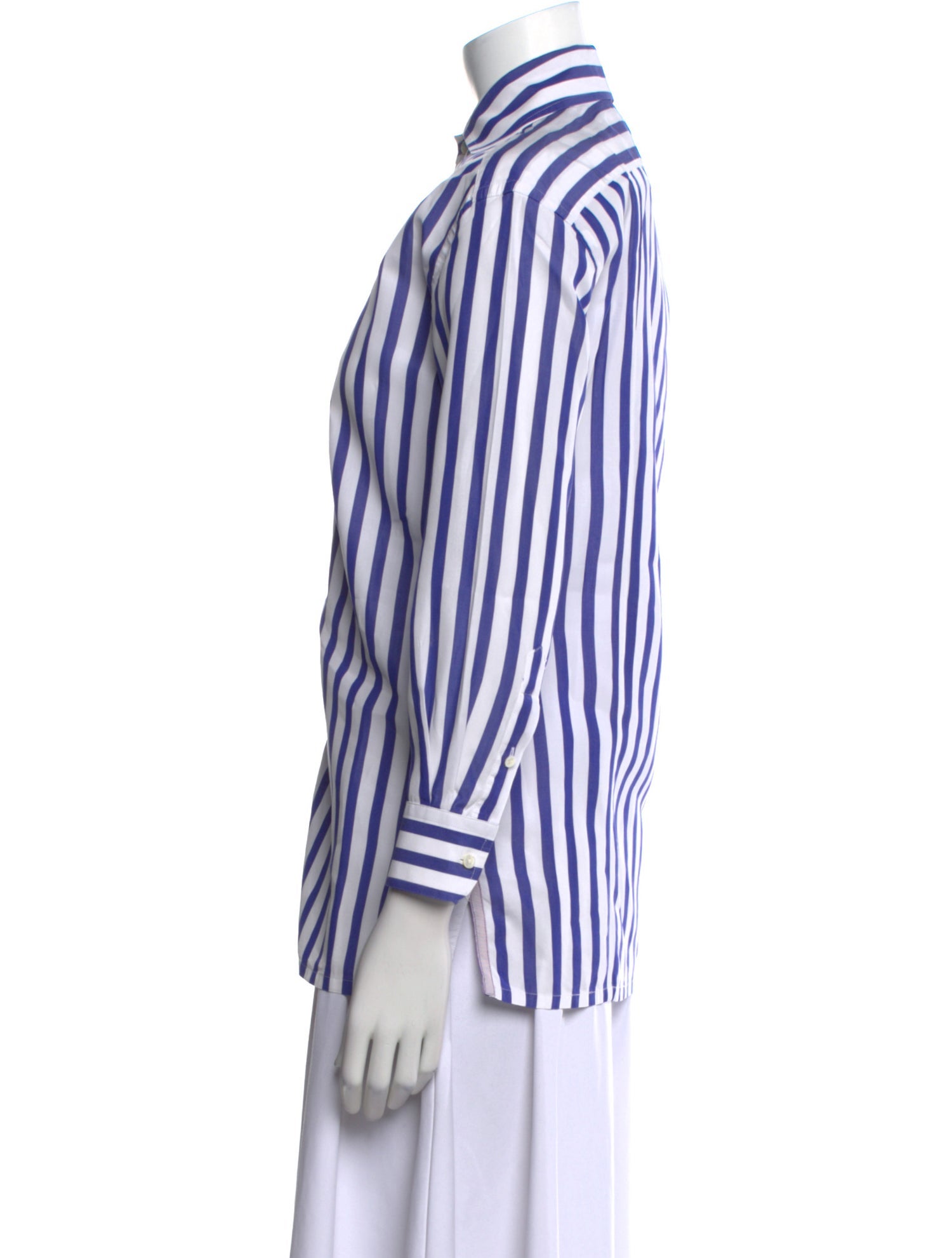 Ralph Lauren Collection Striped Long Sleeve Button-Up Top